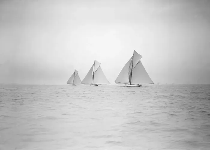 Framed Print : Start of Cowes to Weymouth Race, August 1911. Creator: Kirk & Sons of Cowes Framed Print : Start of Cowes to Weymouth Race, August 1911. Creator: Kirk & Sons of Cowes