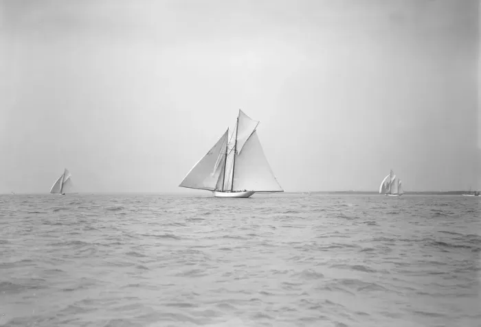 Framed Print : Start of Cowes to Weymouth Race, August 1911. Creator: Kirk & Sons of Cowes Framed Print : Start of Cowes to Weymouth Race, August 1911. Creator: Kirk & Sons of Cowes