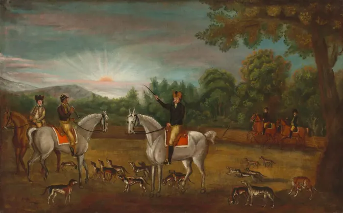 Framed Print : The Start of the Hunt, c. 1800. Creator: Unknown Framed Print : The Start of the Hunt, c. 1800. Creator: Unknown