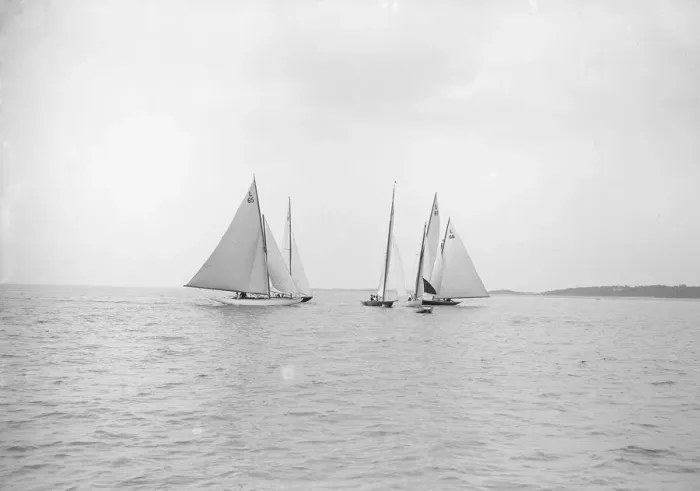 Framed Print : Start of One Ton Cup Race, Stokes Bay, 1913. Creator: Kirk & Sons of Cowes Framed Print : Start of One Ton Cup Race, Stokes Bay, 1913. Creator: Kirk & Sons of Cowes