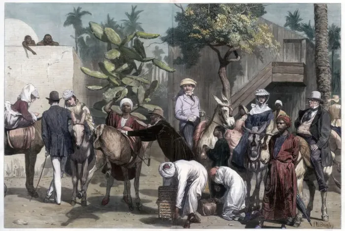 Framed Print : Starting for the Pyramids, 1874. Artist: Bromley Framed Print : Starting for the Pyramids, 1874. Artist: Bromley