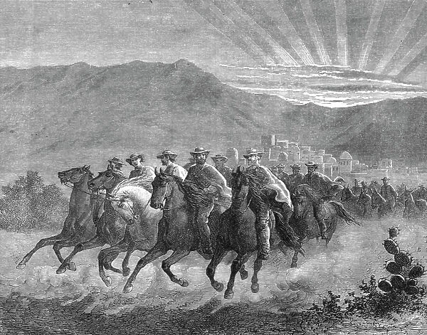 Starting to re-cross the Pampas; Frontier Adventures in the Argentine Republic, 1875. Creator: Unknown