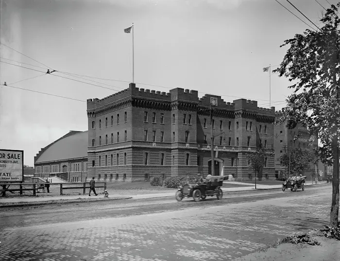 Framed Print : State armory, Cambridge, Mass. between 1900 and 1920. Creator: Unknown Framed Print : State armory, Cambridge, Mass. between 1900 and 1920. Creator: Unknown