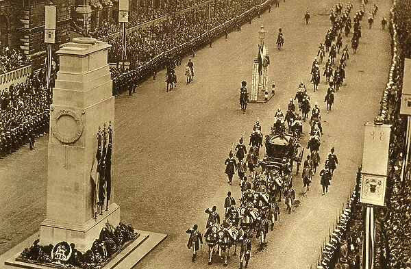 The State Coach Passing the Cenotaph, 1937. Creator: Photochrom Co Ltd of London