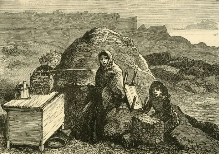 Framed Print : The State of Ireland: An Evicted Family Near Errismore, c1880. Creator: Unknown Framed Print : The State of Ireland: An Evicted Family Near Errismore, c1880. Creator: Unknown
