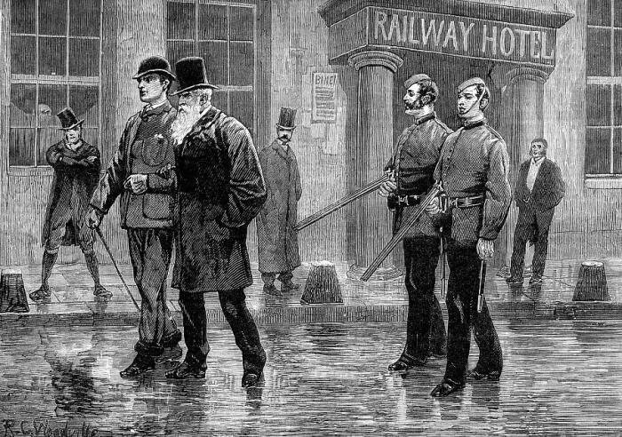 Framed Print : The State of Ireland: going to business - a sketch at Westport, Mayo, 1880. Creator: Unknown Framed Print : The State of Ireland: going to business - a sketch at Westport, Mayo, 1880. Creator: Unknown
