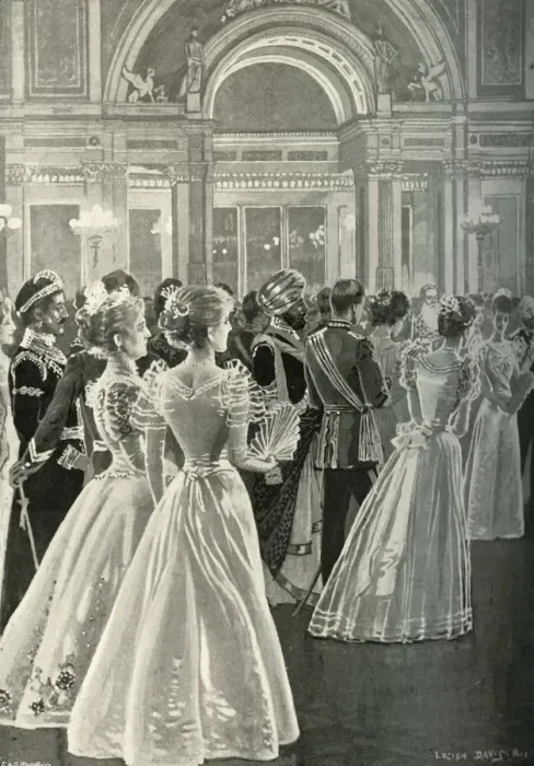 Framed Print : The State Reception at Buckingham Palace: Entrance of the Prince and Princess of Wales, (c1897) Framed Print : The State Reception at Buckingham Palace: Entrance of the Prince and Princess of Wales, (c1897)