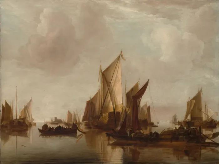 Framed Print : A State Yacht and Other Craft in Calm Water, ca. 1660. Creator: Jan van de Cappelle Framed Print : A State Yacht and Other Craft in Calm Water, ca. 1660. Creator: Jan van de Cappelle