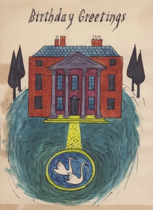 Framed Print : Stately home, birthday card, 1952. Creator: Shirley Markham Framed Print : Stately home, birthday card, 1952. Creator: Shirley Markham