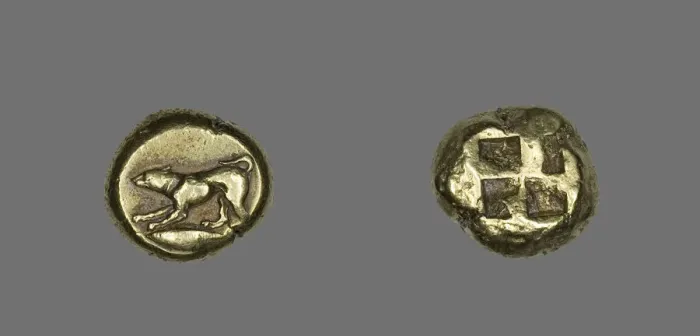 Framed Print : Stater (Coin) Depicting a Crouching Dog, 5th century BCE. Creator: Unknown Framed Print : Stater (Coin) Depicting a Crouching Dog, 5th century BCE. Creator: Unknown