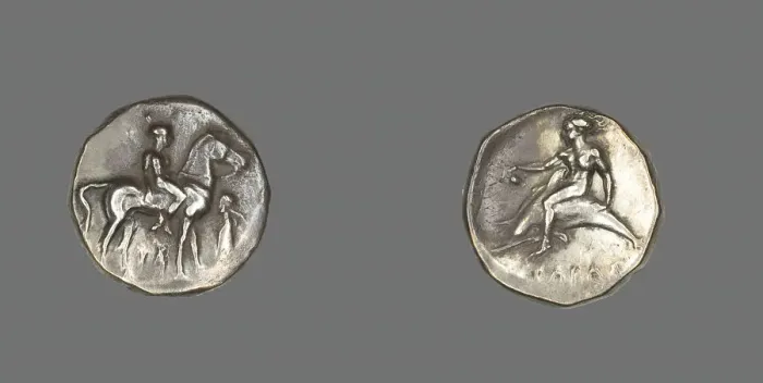 Framed Print : Stater (Coin) Depicting a Horseman, probably 380-345 BCE. Creator: Unknown Framed Print : Stater (Coin) Depicting a Horseman, probably 380-345 BCE. Creator: Unknown