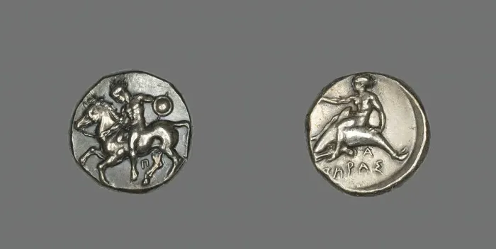 Framed Print : Stater (Coin) Depicting a Horseman, 380-345 BCE. Creator: Unknown Framed Print : Stater (Coin) Depicting a Horseman, 380-345 BCE. Creator: Unknown