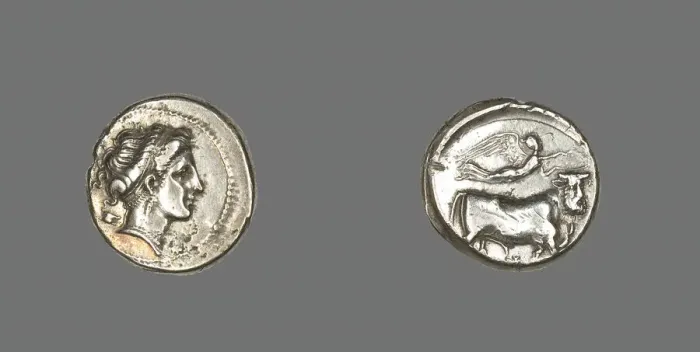 Framed Print : Stater Coin Depicting the Nymph Parthenope, 325-241 BCE. Creator: Unknown Framed Print : Stater Coin Depicting the Nymph Parthenope, 325-241 BCE. Creator: Unknown