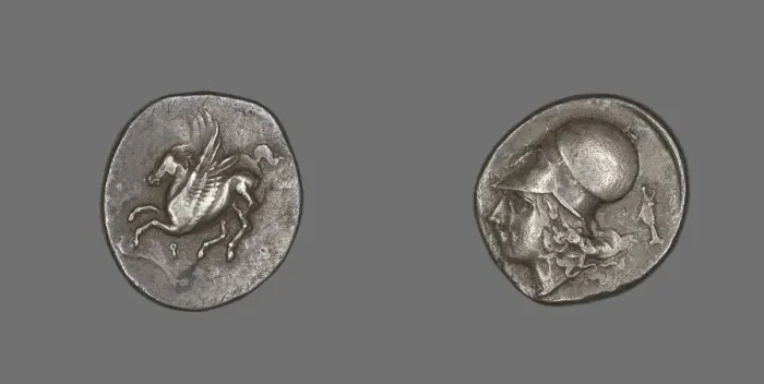 Framed Print : Stater (Coin) Depicting Pegasus Flying, 4th-3rd century BCE. Creator: Unknown Framed Print : Stater (Coin) Depicting Pegasus Flying, 4th-3rd century BCE. Creator: Unknown