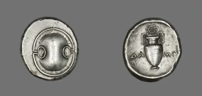 Framed Print : Stater (Coin) Depicting a Shield, 379-338 BCE. Creator: Unknown Framed Print : Stater (Coin) Depicting a Shield, 379-338 BCE. Creator: Unknown
