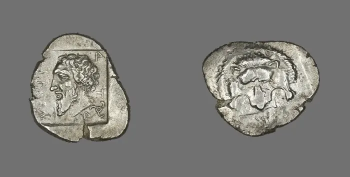 Framed Print : Stater (Coin) Portraying Mithrapata, 380-375 BCE. Creator: Unknown Framed Print : Stater (Coin) Portraying Mithrapata, 380-375 BCE. Creator: Unknown