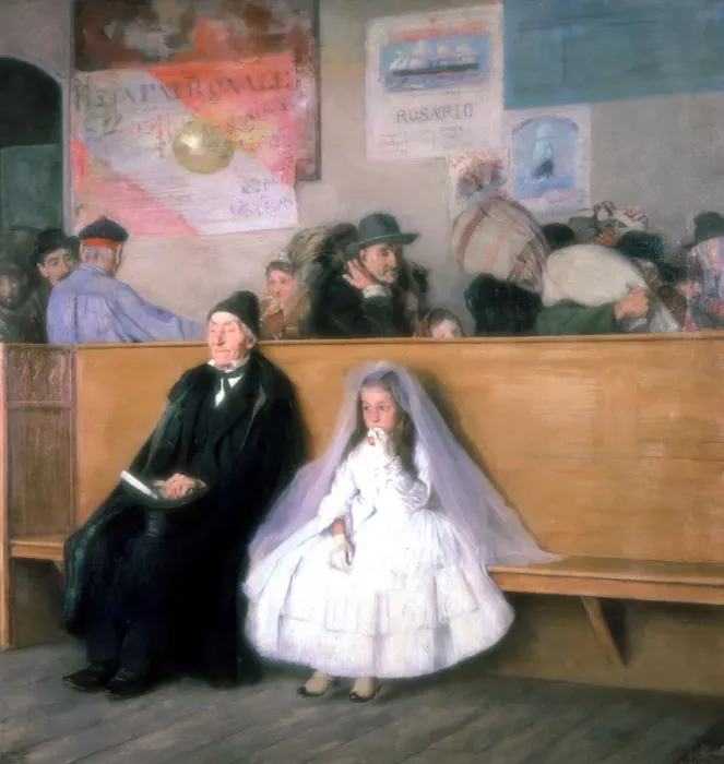 Framed Print : At the Station, c1870-1900. Artist: Giuseppe Ricci Framed Print : At the Station, c1870-1900. Artist: Giuseppe Ricci