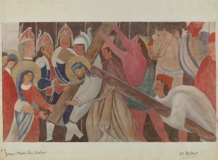 Framed Print : Station of the Cross No. 4: Jesus Meets His Mother, c. 1936 Framed Print : Station of the Cross No. 4: Jesus Meets His Mother, c. 1936