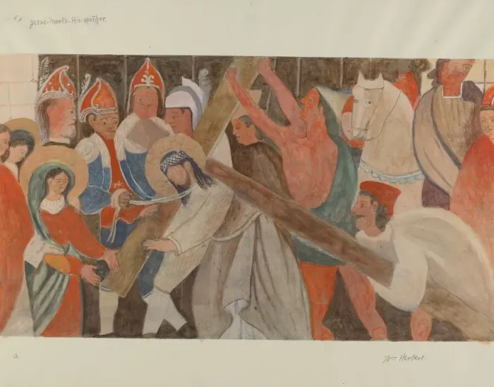 Framed Print : Station of the Cross No. 4: Jesus Meets His Mother, c. 1936 Framed Print : Station of the Cross No. 4: Jesus Meets His Mother, c. 1936