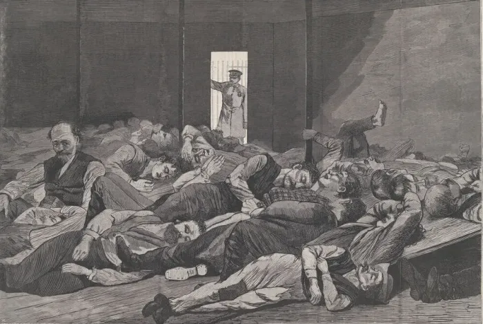 Framed Print : Station-House Lodgers (Harpers Weekly, Vol. XVIII), February 7, 1874. Creator: Unknown