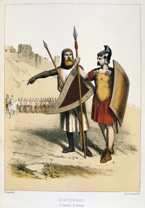 Framed Print : Stationarii, a Gaul and a Roman, c1887 Artist: Francois Cudet Framed Print : Stationarii, a Gaul and a Roman, c1887 Artist: Francois Cudet