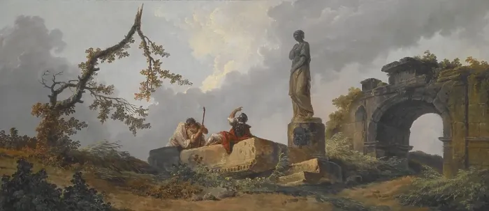 Framed Print : The Statue, 1700s. Creator: Hubert Robert Framed Print : The Statue, 1700s. Creator: Hubert Robert