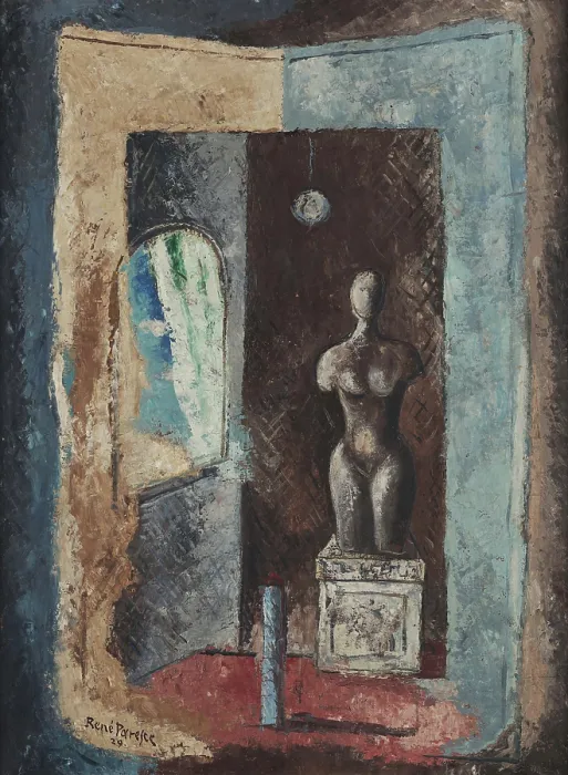 Framed Print : The statue, 1929. Creator: Paresce, Renato (1886-1937) Framed Print : The statue, 1929. Creator: Paresce, Renato (1886-1937)