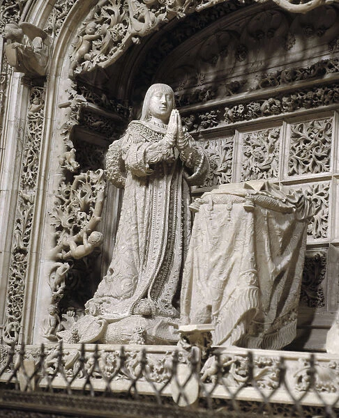 Statue of Alfonso, Infante of Castile (1453-1468) in his grave to the Charterhouse of Miraflores
