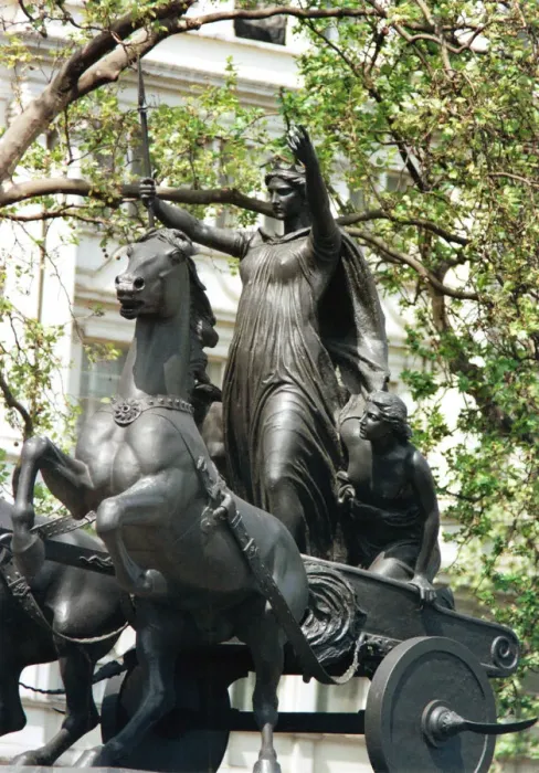 Framed Print : Statue of Boudicca and her daughters in a chariot, Thames Embankment, London, 19th century Artist: Thomas Thornycroft Framed Print : Statue of Boudicca and her daughters in a chariot, Thames Embankment, London, 19th century Artist: Thomas Thornycroft
