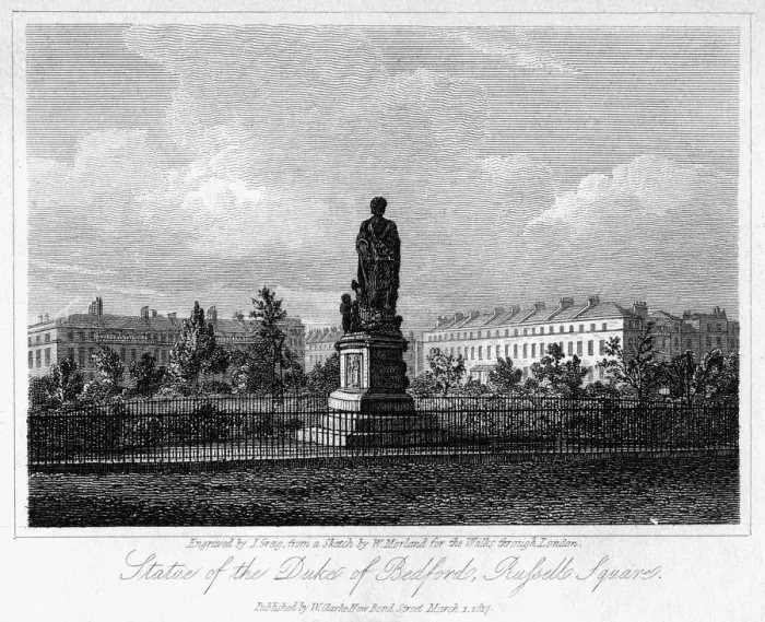 Framed Print : Statue of the Duke of Bedford, Russell Square, Bloomsbury, London, 1817. Artist: J Greig Framed Print : Statue of the Duke of Bedford, Russell Square, Bloomsbury, London, 1817. Artist: J Greig