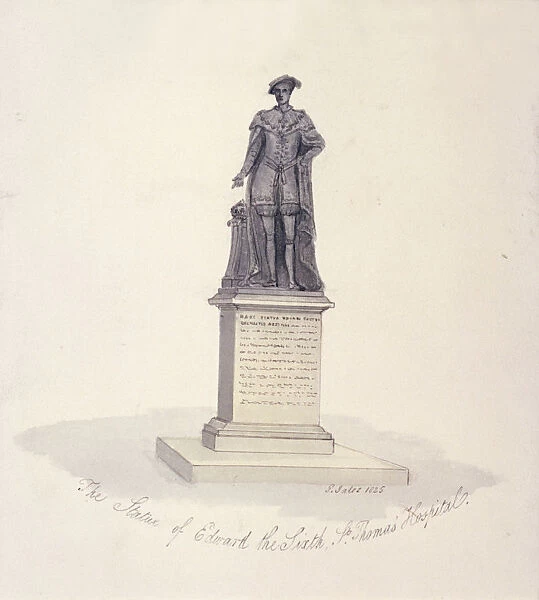 Statue of Edward VI in St Thomass Hospital, Southwark, London, 1825. Artist: G Yates