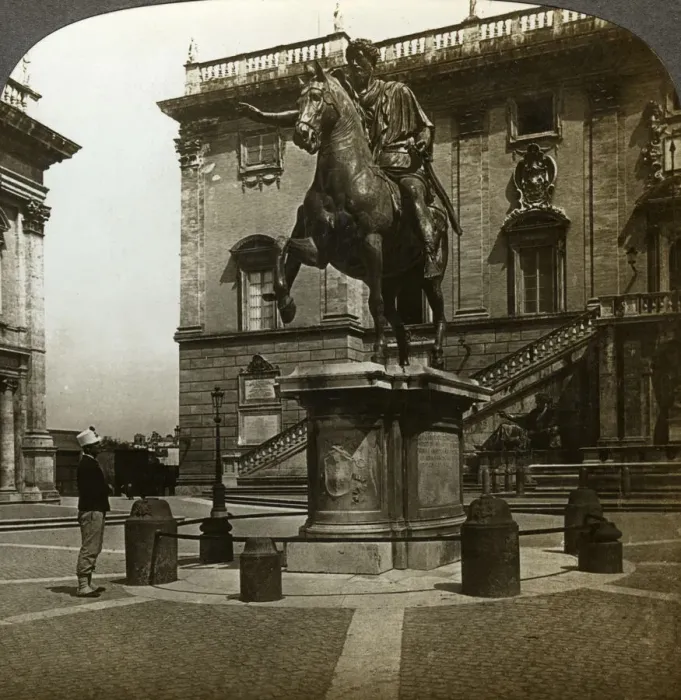 Framed Print : Statue of the Emperor Marcus Aurelius, Rome, Italy. Artist: Underwood & Underwood Framed Print : Statue of the Emperor Marcus Aurelius, Rome, Italy. Artist: Underwood & Underwood