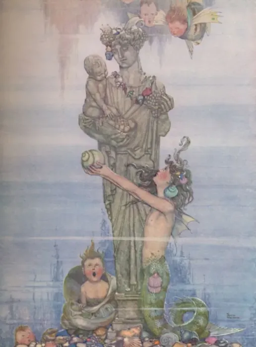 Framed Print : She Put The Statue Back In Her Garden, c1930. Artist: W Heath Robinson Framed Print : She Put The Statue Back In Her Garden, c1930. Artist: W Heath Robinson
