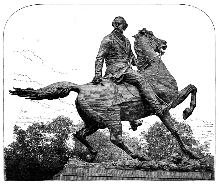 Framed Print : Statue of General Sir James Outram, for Calcutta, now in Waterloo-Place, by J. H. Foley, R.A. 1873. Creator: Unknown Framed Print : Statue of General Sir James Outram, for Calcutta, now in Waterloo-Place, by J. H. Foley, R.A. 1873. Creator: Unknown