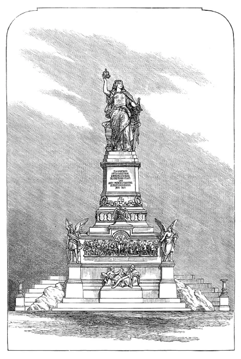 Framed Print : Statue of Germania, opposite Bingen, on the Rhine, 1883. Creator: Unknown Framed Print : Statue of Germania, opposite Bingen, on the Rhine, 1883. Creator: Unknown