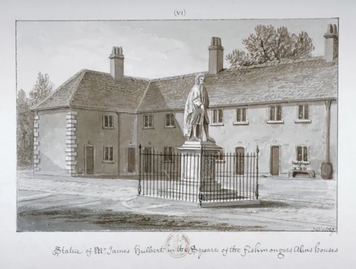 Framed Print : Statue of James Hulbert, St Peters Hospital, Southwark, London, 1827 Framed Print : Statue of James Hulbert, St Peters Hospital, Southwark, London, 1827