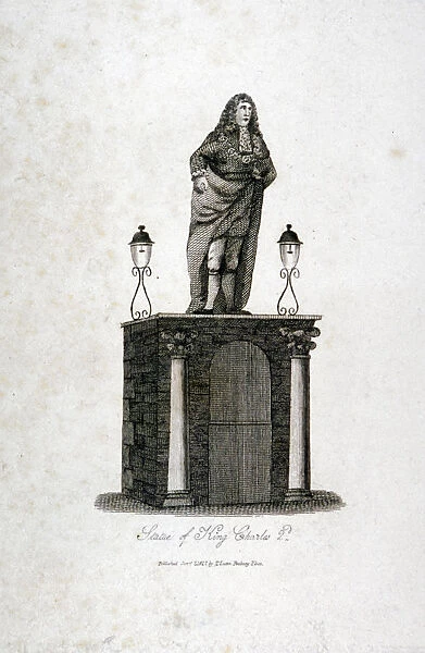 Statue of King Charles II, as re-erected in Three Crown Square, London, 1817. Artist