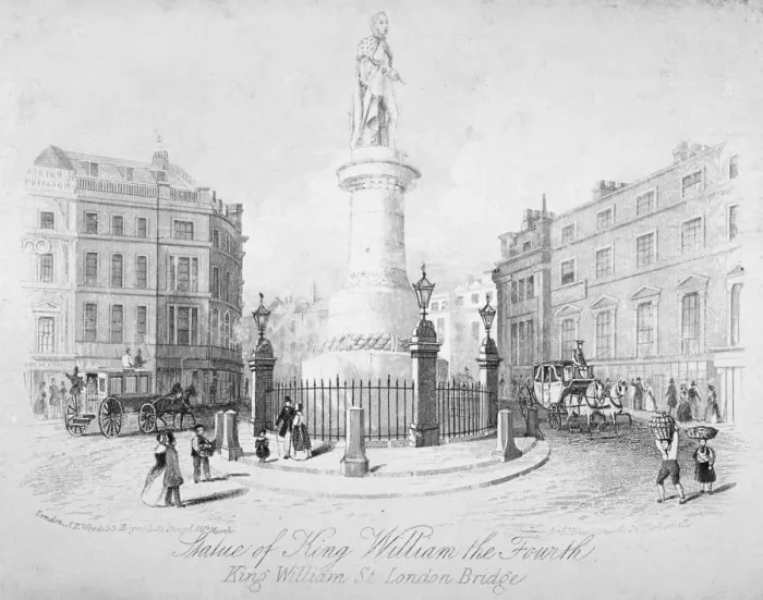 Framed Print : Statue of King William IV at the London Bridge end of King William Street, City of London, 1860 Framed Print : Statue of King William IV at the London Bridge end of King William Street, City of London, 1860
