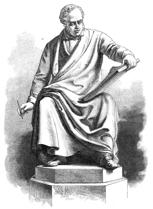 Framed Print : Statue of the late Sir Charles Barry...by J. H. Foley, R.A. in the new Palace of Westminster, 1865. Creator: Unknown Framed Print : Statue of the late Sir Charles Barry...by J. H. Foley, R.A. in the new Palace of Westminster, 1865. Creator: Unknown