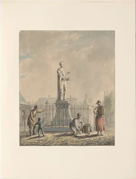 Framed Print : Statue of Laurens Jansz. Coster in Haarlem, 1780-1836. Creator: Johannes Jelgerhuis Framed Print : Statue of Laurens Jansz. Coster in Haarlem, 1780-1836. Creator: Johannes Jelgerhuis