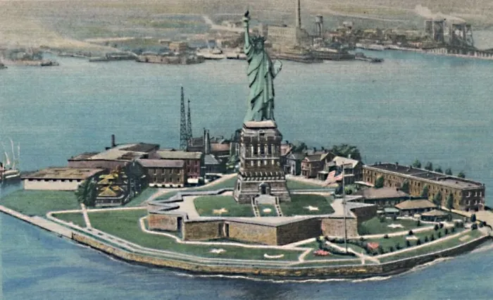 Framed Print : Statue of Liberty on Bedloes Island in New York Harbor. New York City, c1940s Framed Print : Statue of Liberty on Bedloes Island in New York Harbor. New York City, c1940s