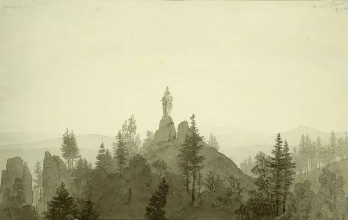 Framed Print : Statue of the Madonna in the Mountains, 1804. Creator: Caspar David Friedrich Framed Print : Statue of the Madonna in the Mountains, 1804. Creator: Caspar David Friedrich