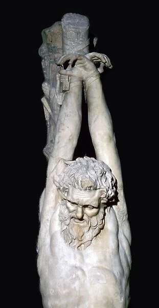 A statue of Marsyas the satyr. A Roman copy of a Hellenistic original in the style of Pergamon