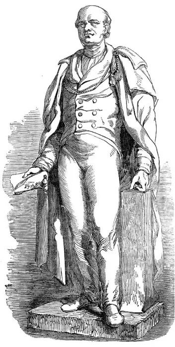 Framed Print : Statue of Mr Strutt, in the Arboretum, at Derby, 1854. Creator: Unknown