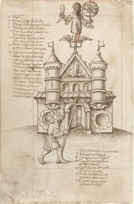 Framed Print : The Statue of Opportunity and the Passer-by [fol. 8 recto], c. 1512  /  1515
