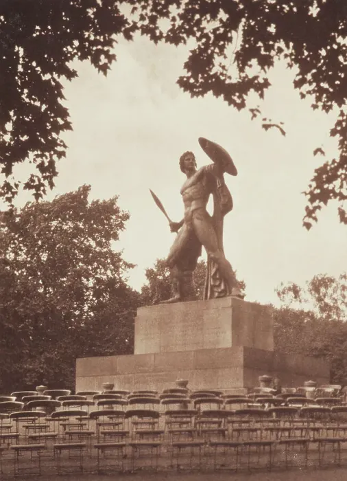 Framed Print : [Statue in park]. From the album: Photograph album - London, 1920s. Creator: Harry Moult