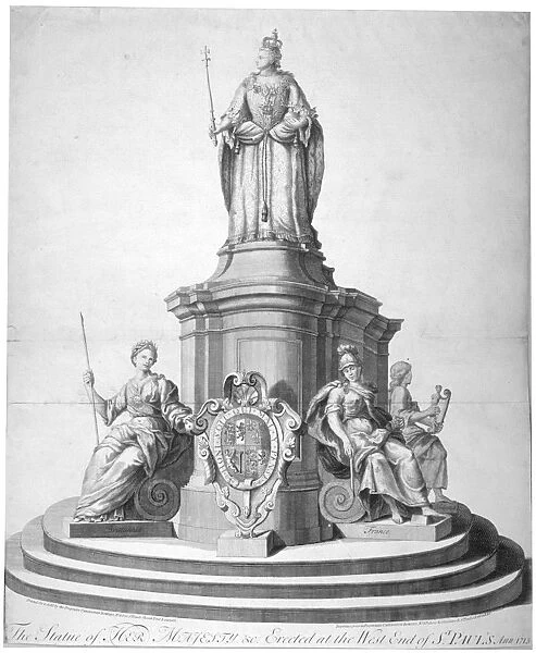 Statue of Queen Anne erected as a celebration of the completion of St Pauls Cathedral, 1713