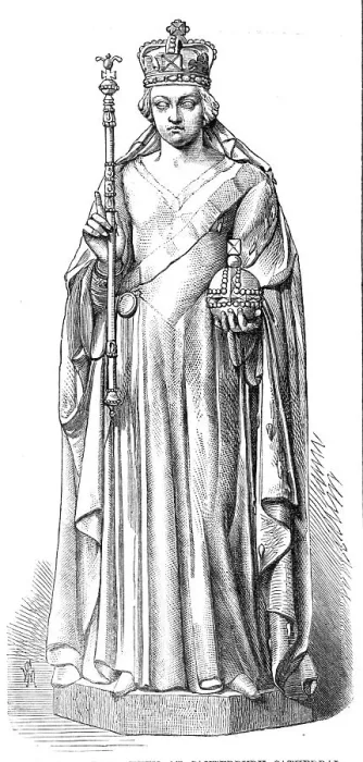 Framed Print : Statue of The Queen at Canterbury Cathedral, 1869. Creator: Unknown Framed Print : Statue of The Queen at Canterbury Cathedral, 1869. Creator: Unknown