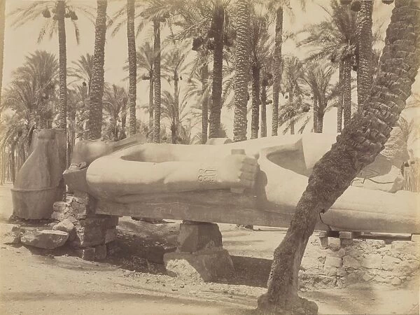 Statue of Ramesses at Saqqara, c. 1870s - 1880s. Creator: Antonio Beato (British, c