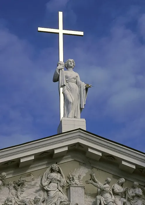 Framed Print : Statue of Saint Helena holding the cross, Cathedral of Vilnius (1777), Lithuania (2002). Creator: LTL Framed Print : Statue of Saint Helena holding the cross, Cathedral of Vilnius (1777), Lithuania (2002). Creator: LTL